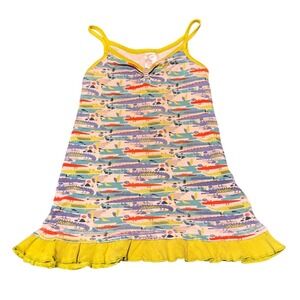 Zutano Kids 3T Crocodile Print Ruffle Hem Cotton Sleeveless Dress Multicolor